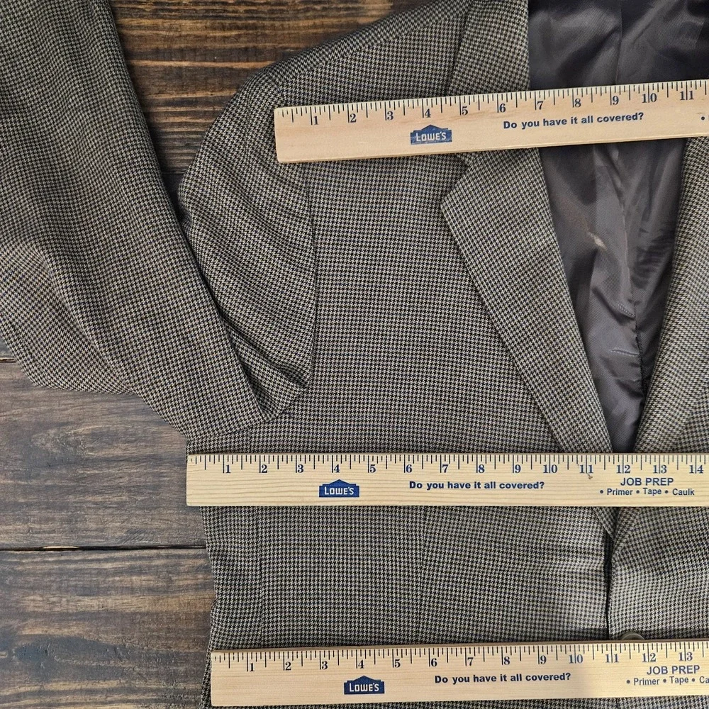 Croft Barrow Men's Sport Coat‎ Blazer Two Button Brown Houndstooth Polyester 46R